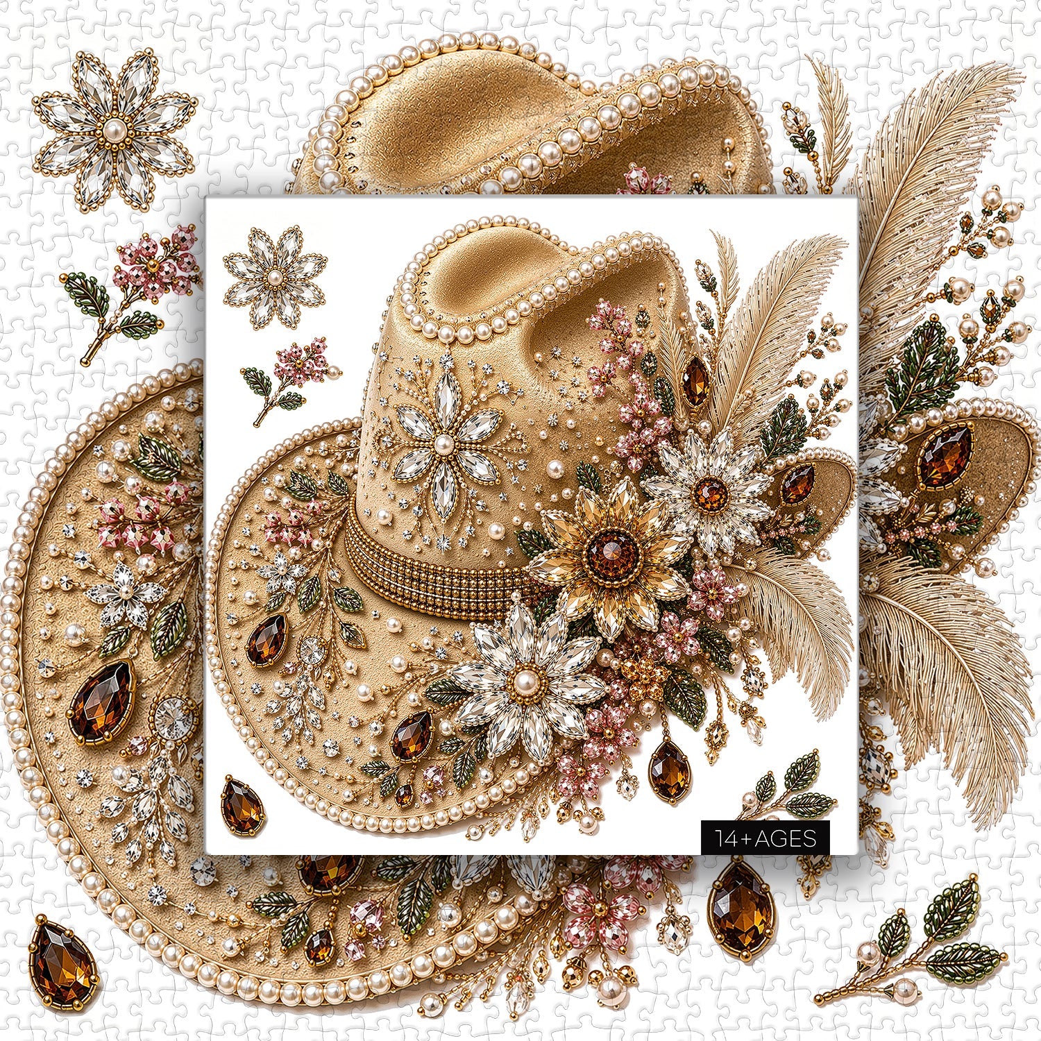 Floral Gem Cowboy Hat Jigsaw Puzzle 1000 Pieces