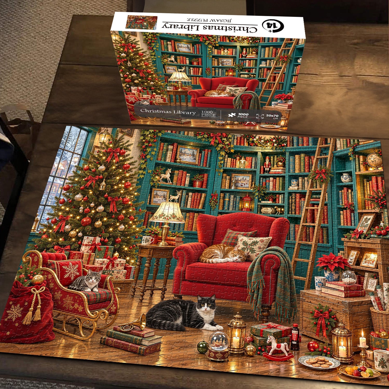Christmas Library Jigsaw Puzzle 1000 Piece