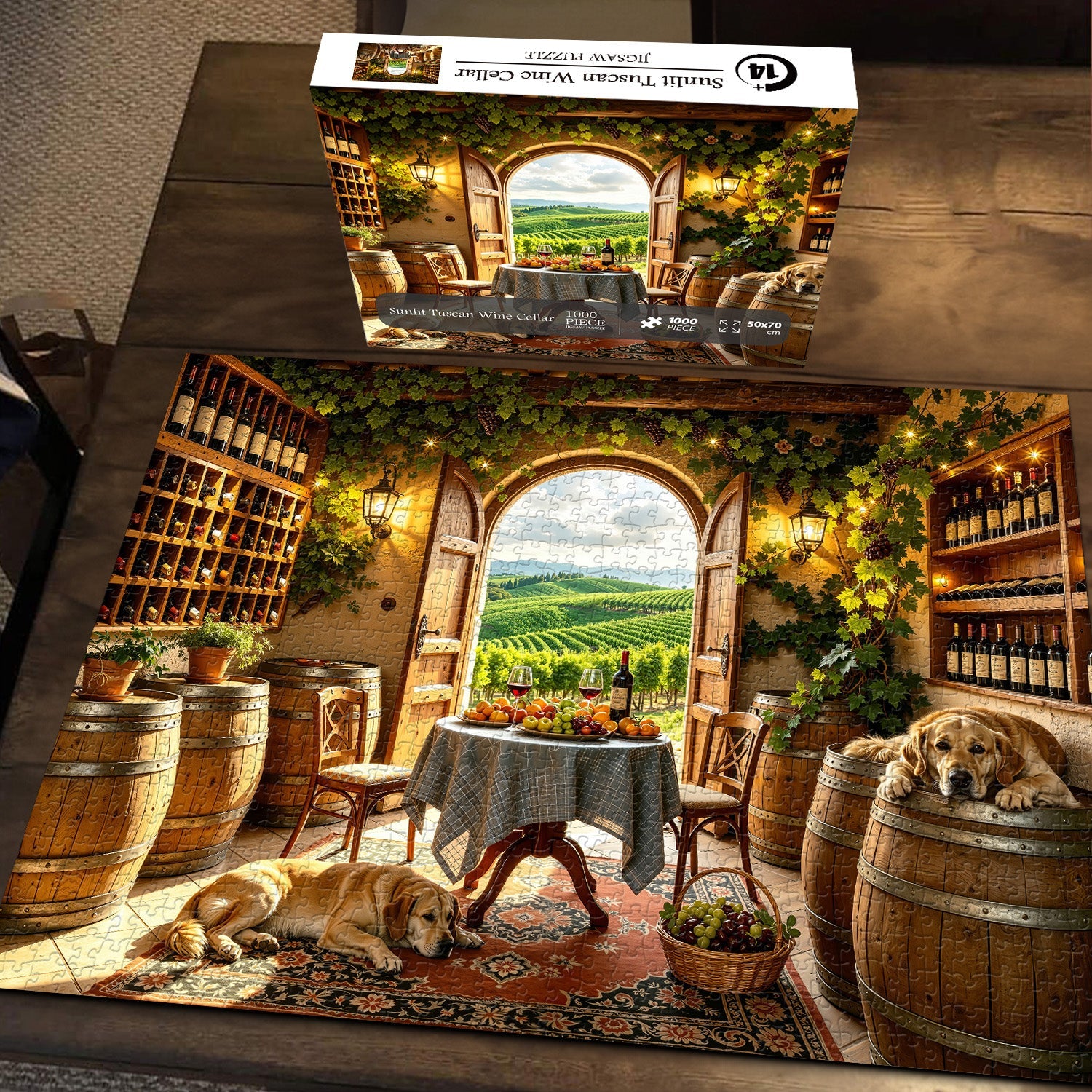 Sunlit Tuscan Wine Cellar Jigsaw Puzzle 1000 Pieces