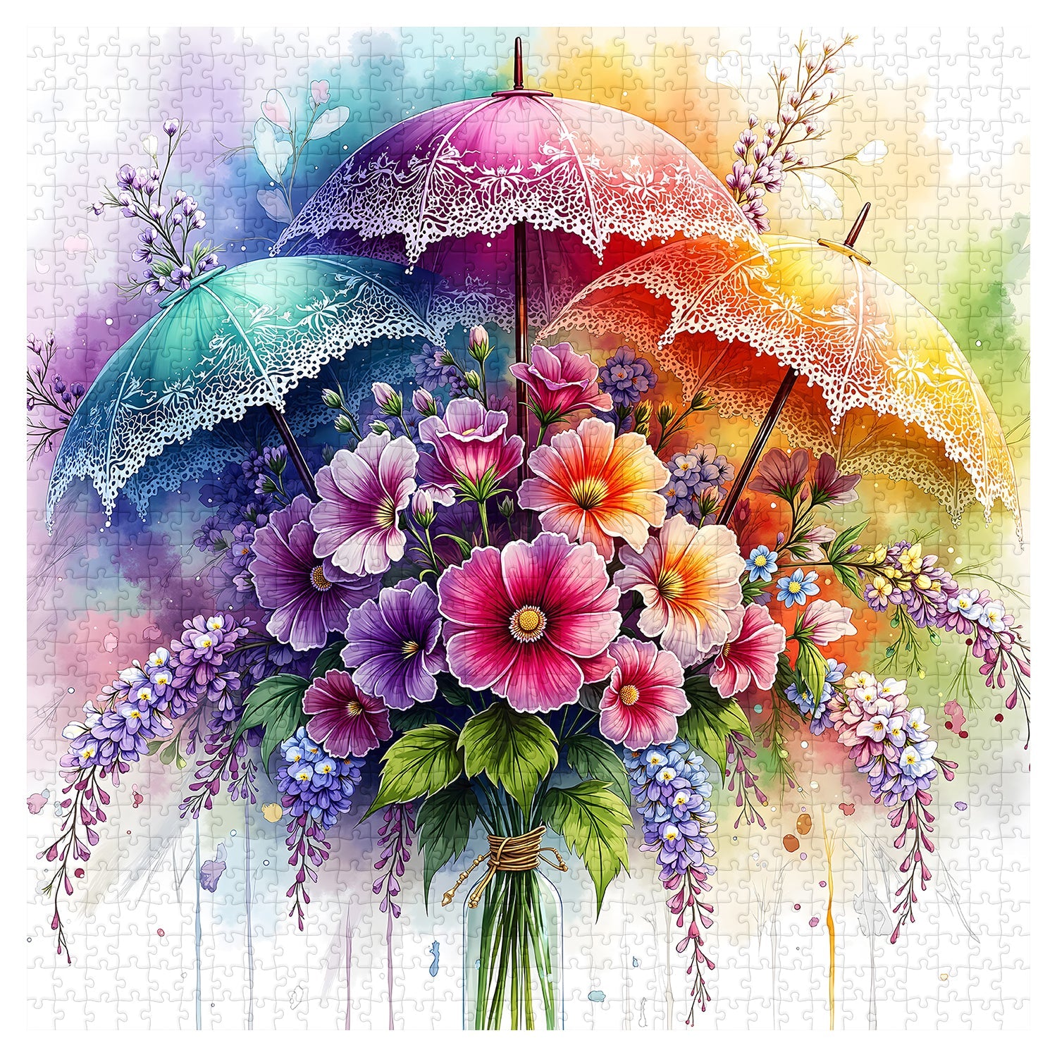 Umbrella Blooms Jigsaw Puzzle 1000 Pieces