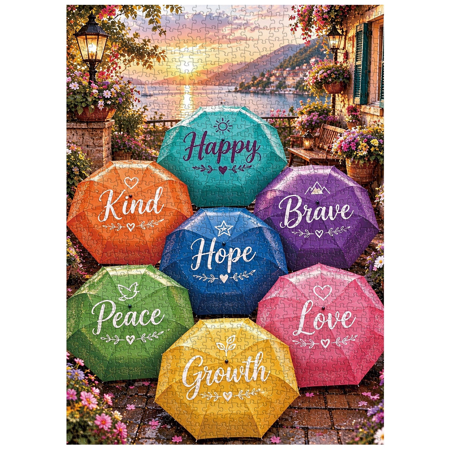 Rainbow Umbrellas Jigsaw Puzzle 1000 Piece