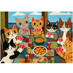 Cat Card Party Jigsaw Puzzle 1000 Piece
