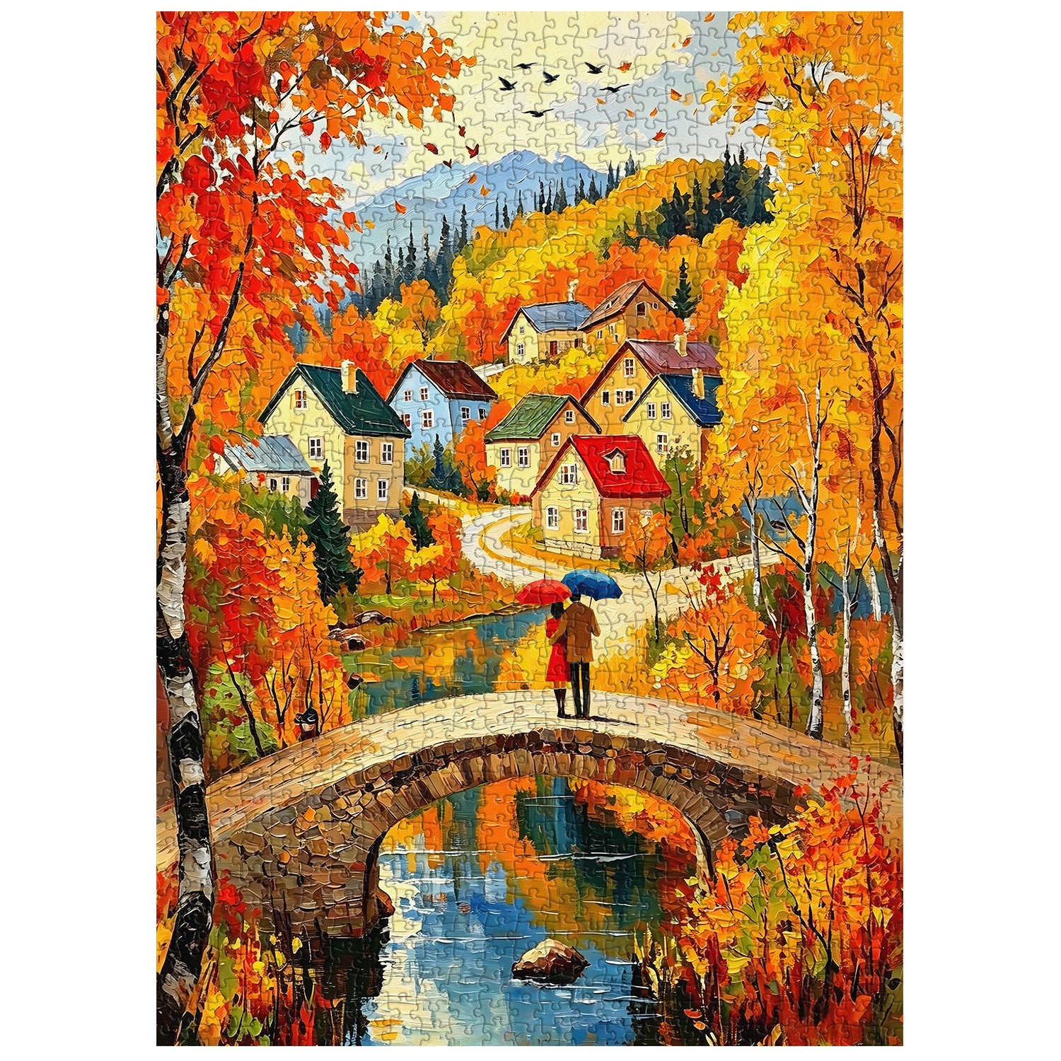 Fall Village Jigsaw Puzzle 1000 Pieces