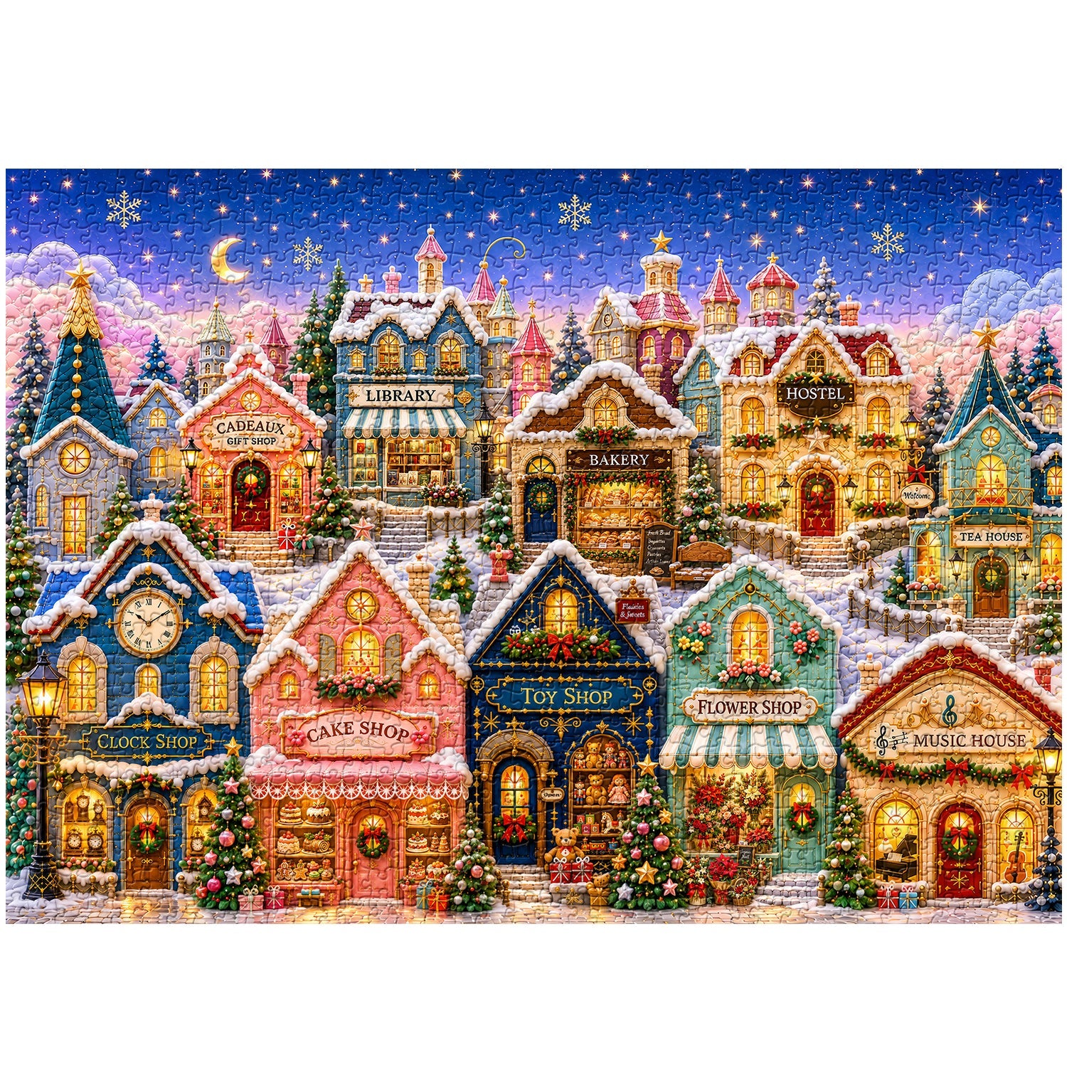 Quilted Christmas Town Jigsaw Puzzle 1000 Pieces