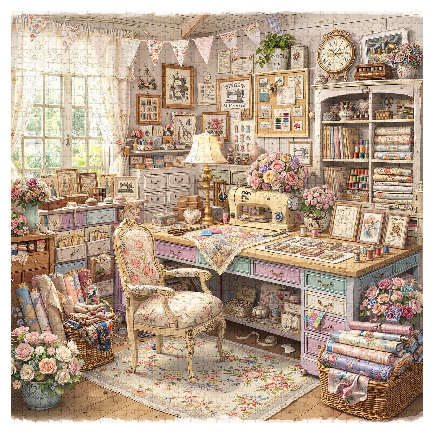 Sewing Cottage Jigsaw Puzzle 1000 Piece