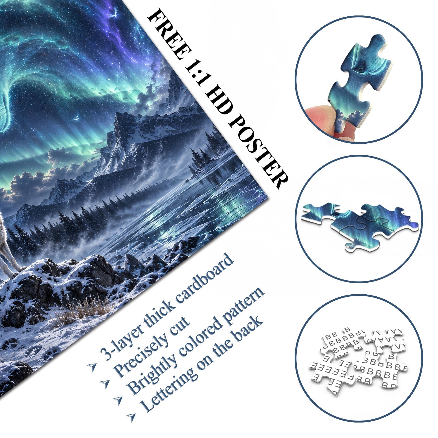 Aurora Spirit Wolf Jigsaw Puzzle 1000 Piece