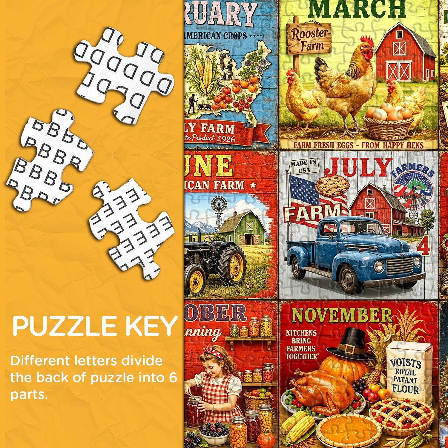 Twelve Farm Months Jigsaw Puzzle 1000 Piece