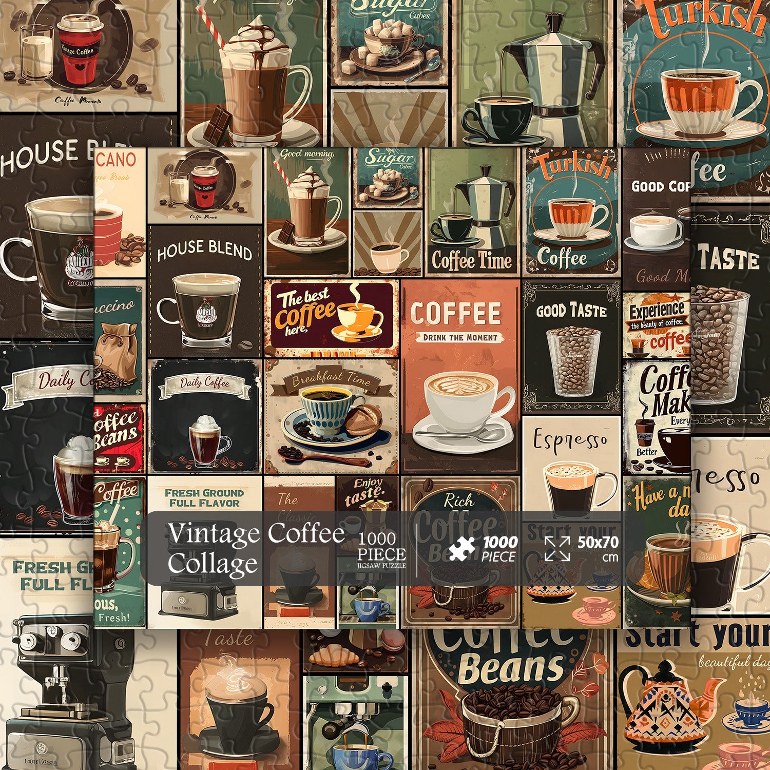 Vintage Coffee Collage Jigsaw Puzzle 1000 Pieces