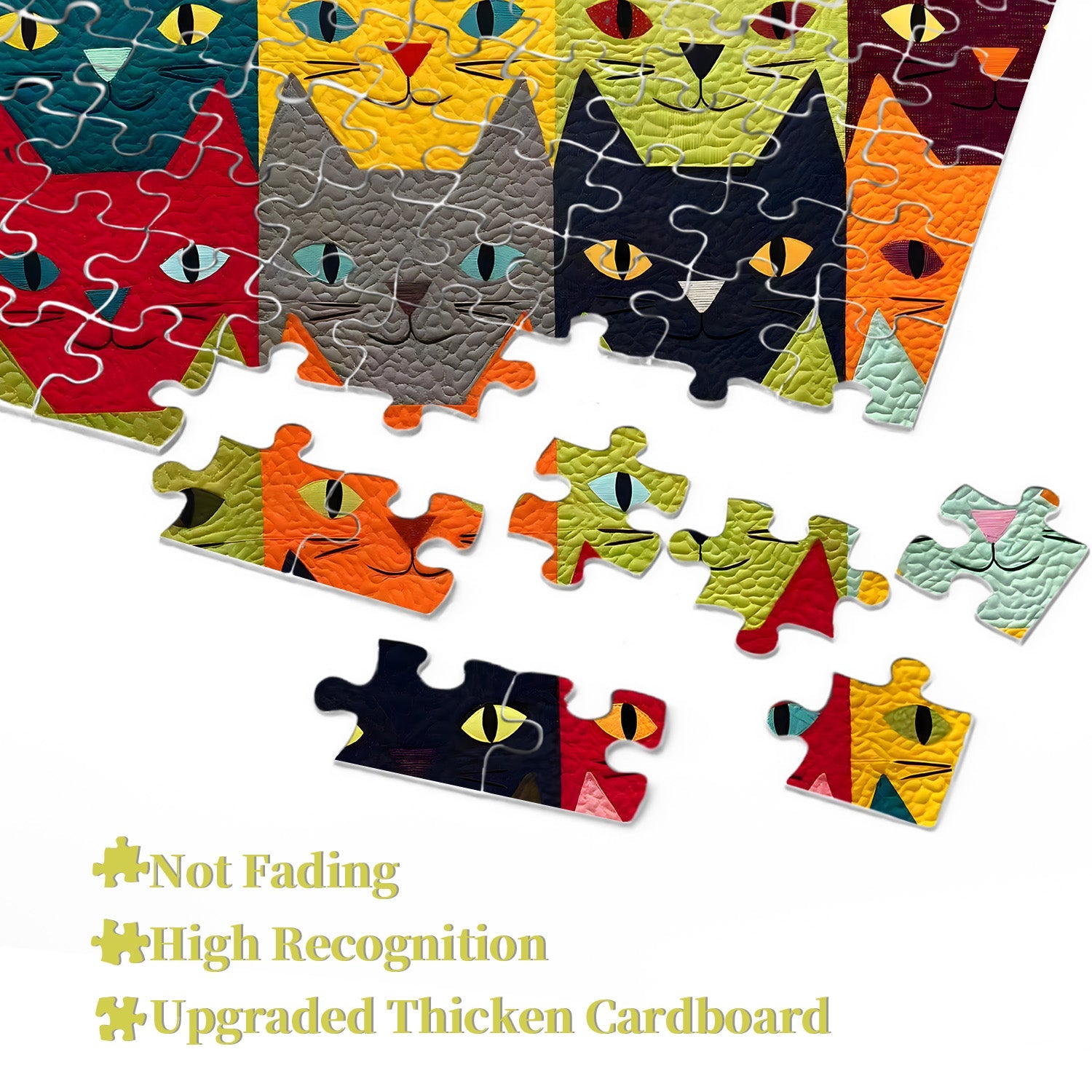 Colorful Cat Faces Jigsaw Puzzle 1000 Pieces