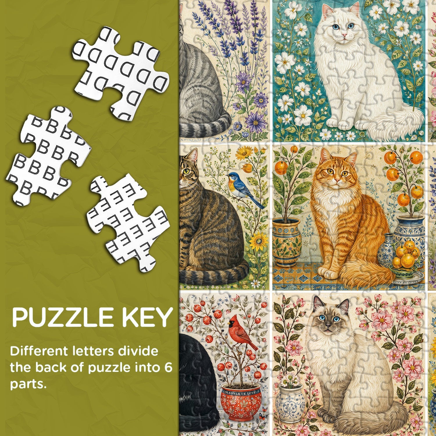 Floral Cats Jigsaw Puzzle 1000 Piece