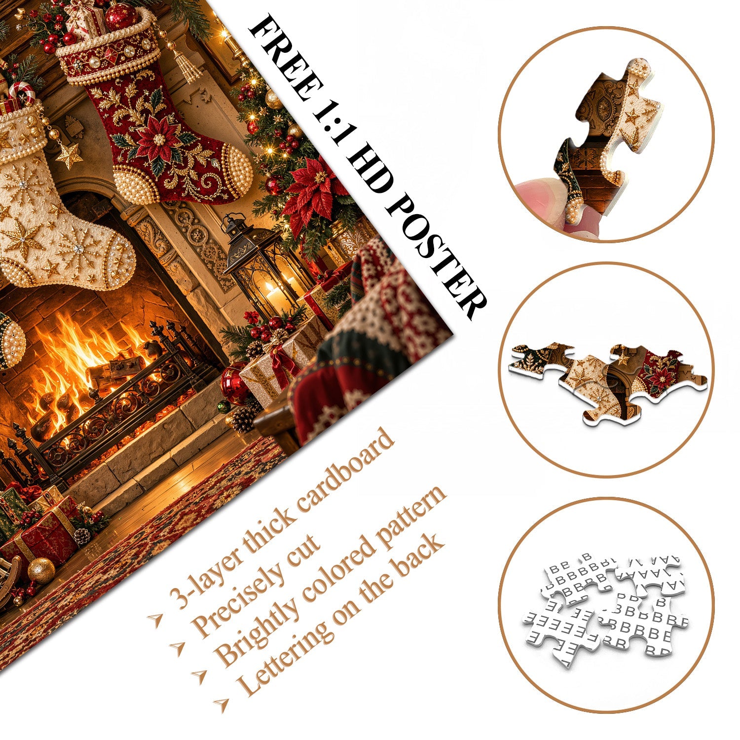 Warm Christmas Fireplace Jigsaw Puzzle 1000 Pieces