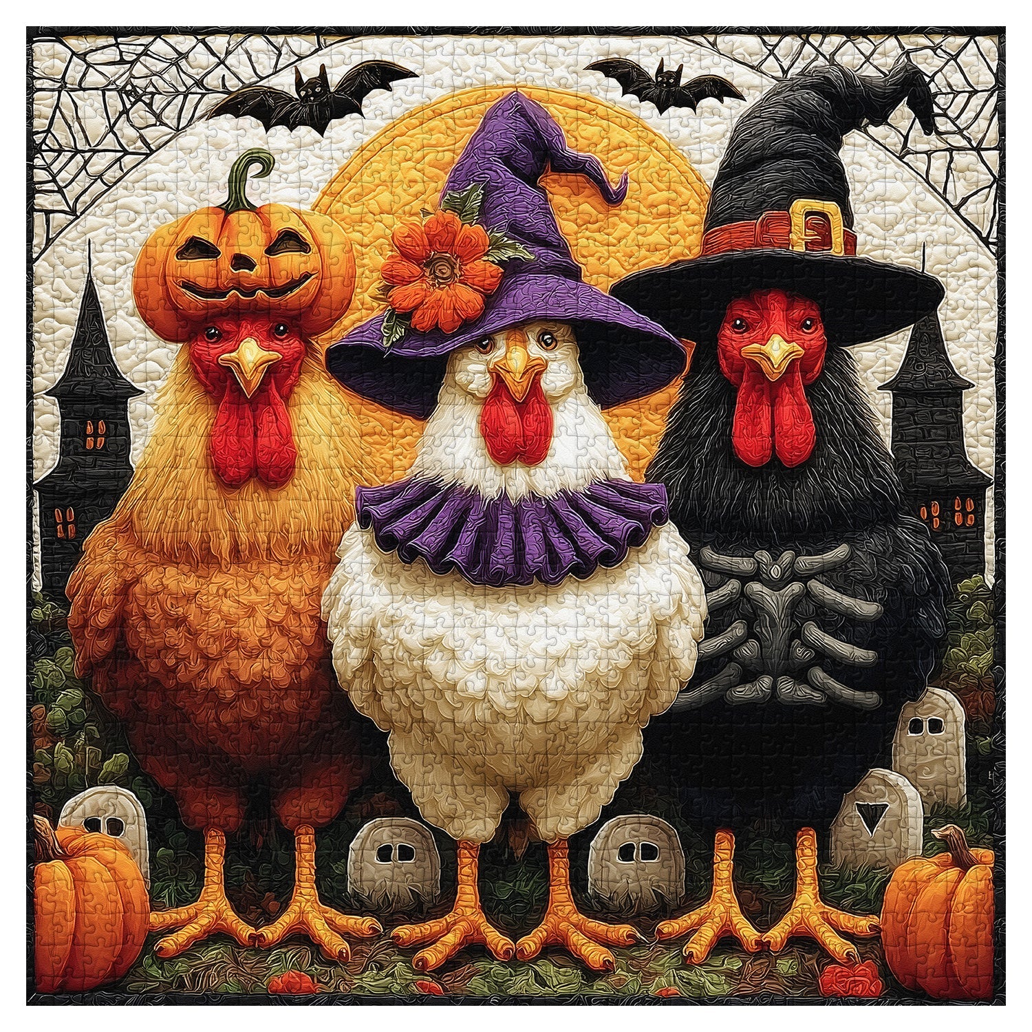 Spooky Halloween Chickens Jigsaw Puzzle 1000 Piece