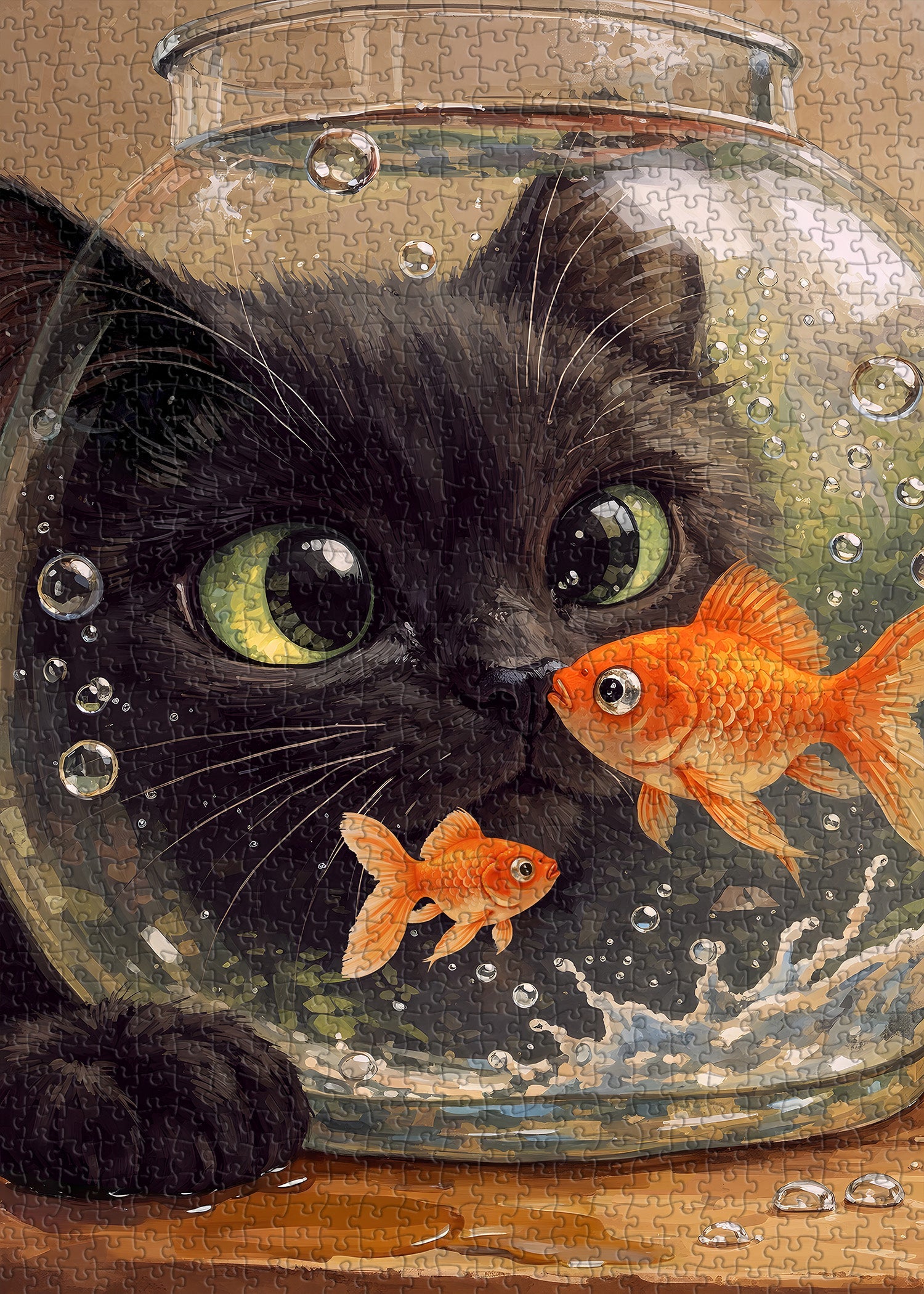 Puzzle De 1000 Pièces Chat Et Poissons Rouges