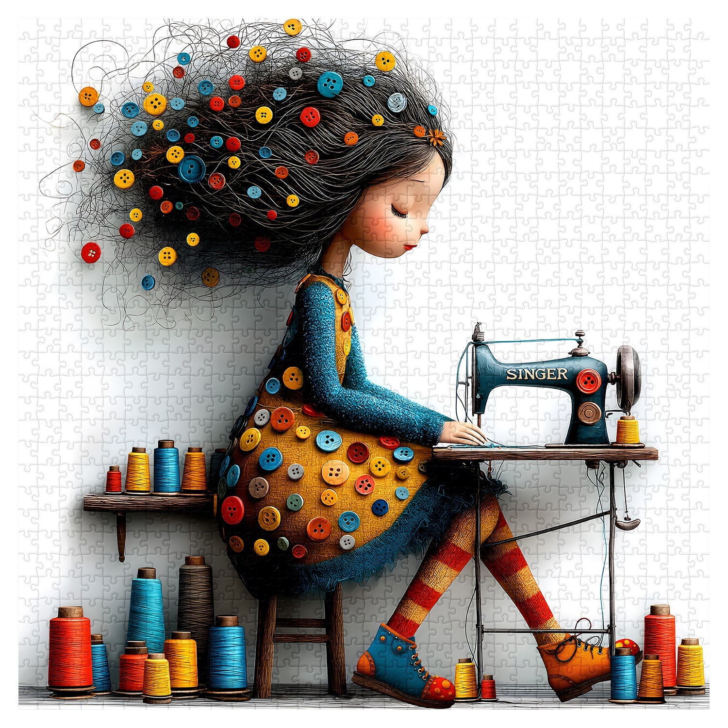 Sewing Girl Jigsaw Puzzle 1000 Pieces