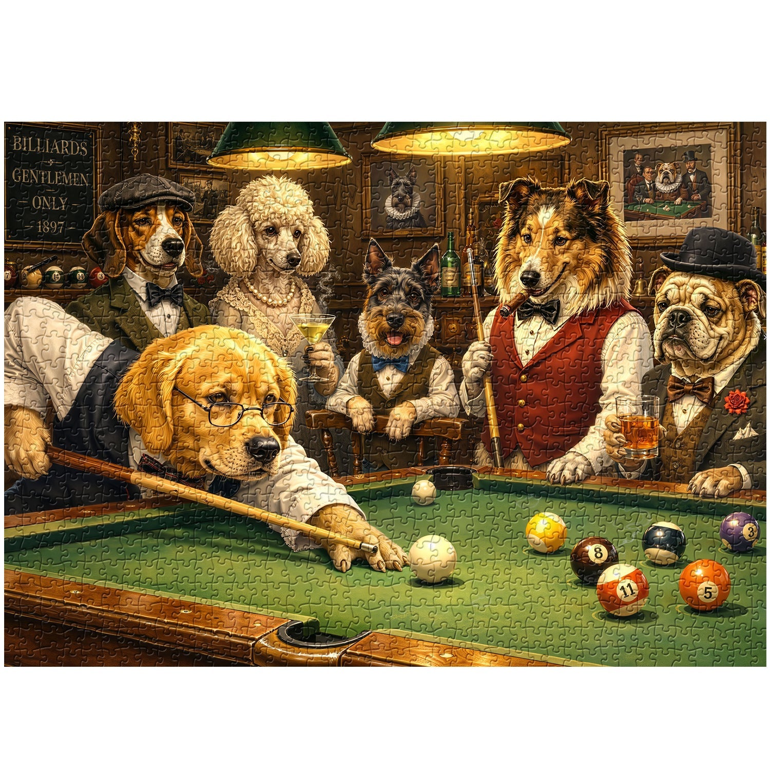 Retro Billiards Dog Jigsaw Puzzle 1000 Piece