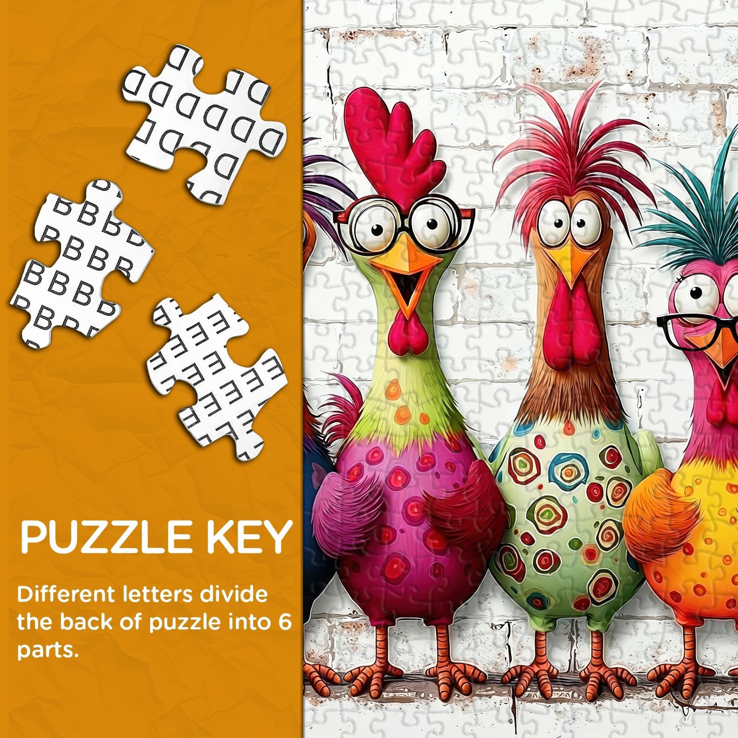 Crazy Colorful Chickens Jigsaw Puzzle 1000 Pieces