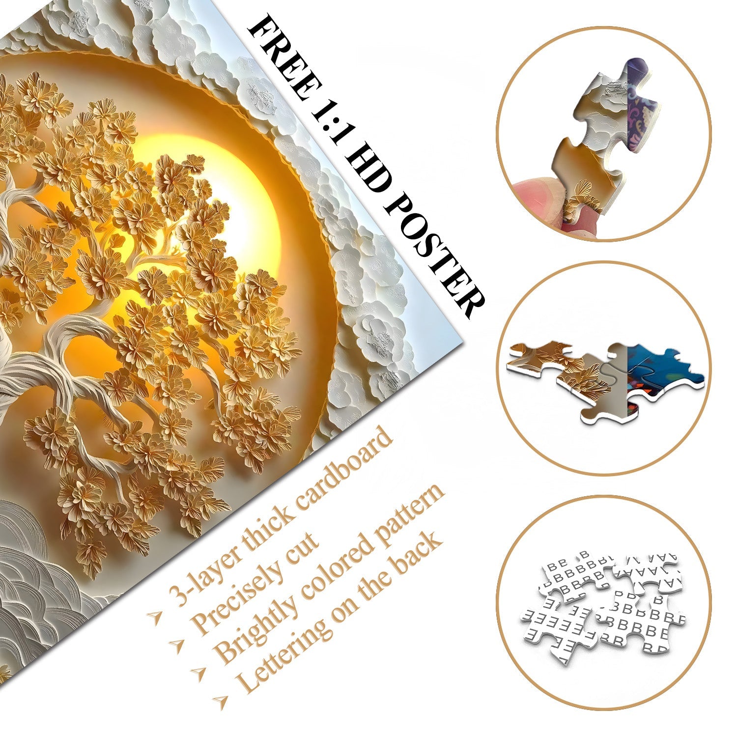 Golden Paper Tree Jigsaw Puzzle 1000 Pieces