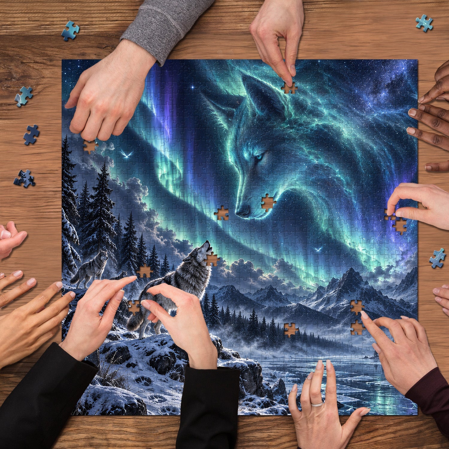 Aurora Spirit Wolf Jigsaw Puzzle 1000 Piece