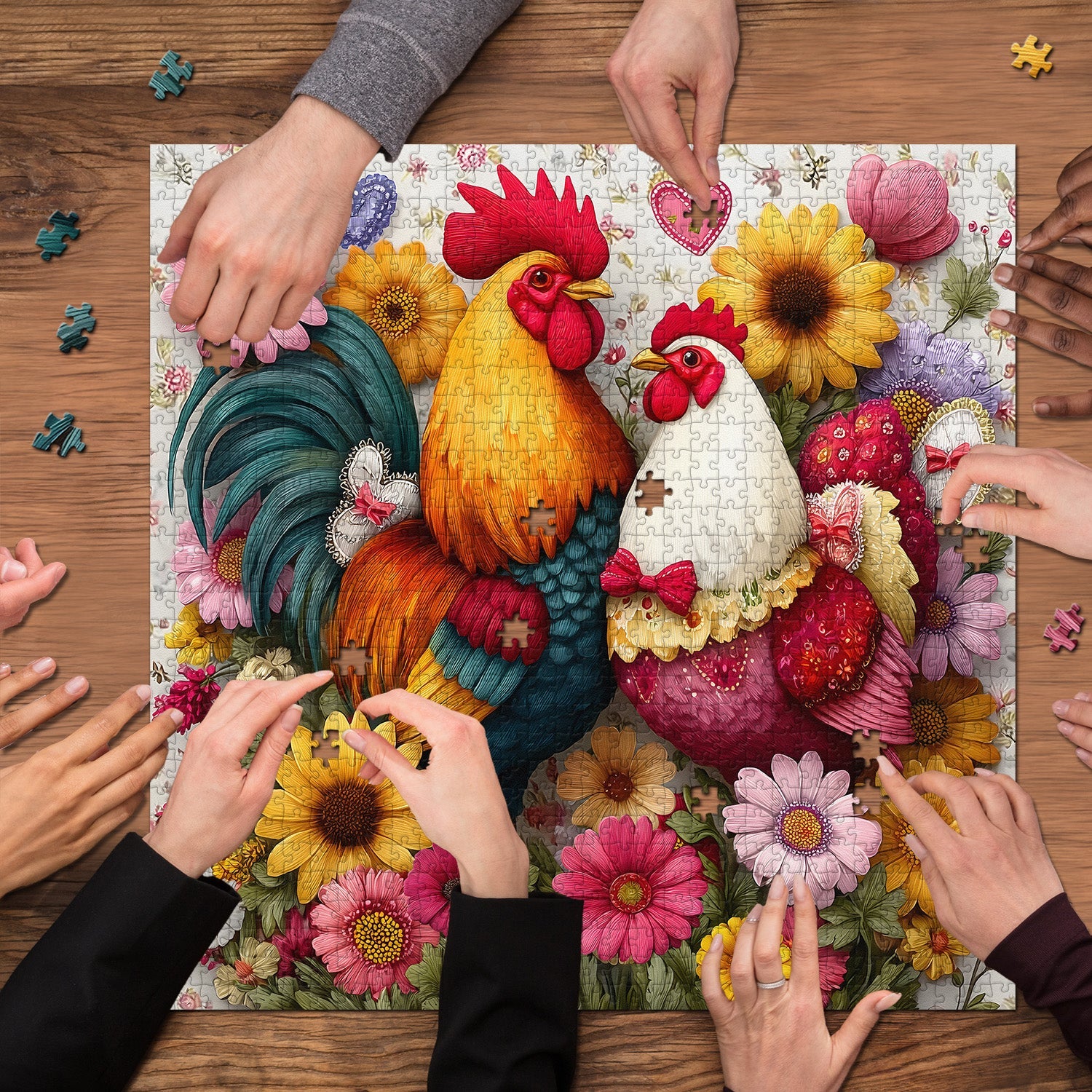 Sweet Love Chickens Jigsaw Puzzle 1000 Pieces