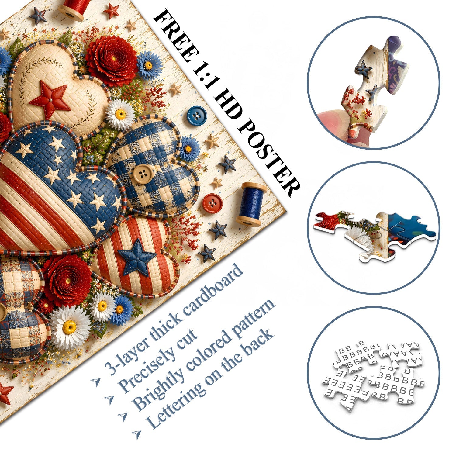 Patriotic Hearts Jigsaw Puzzle 1000 Pieces