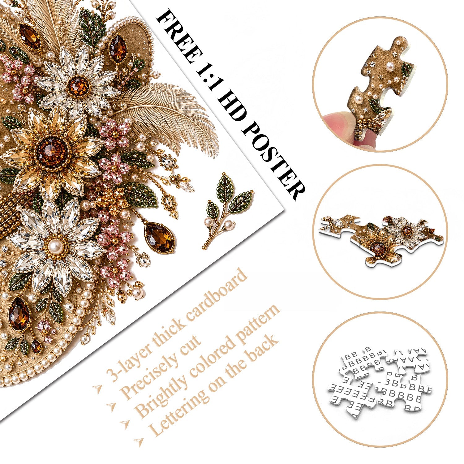 Floral Gem Cowboy Hat Jigsaw Puzzle 1000 Pieces