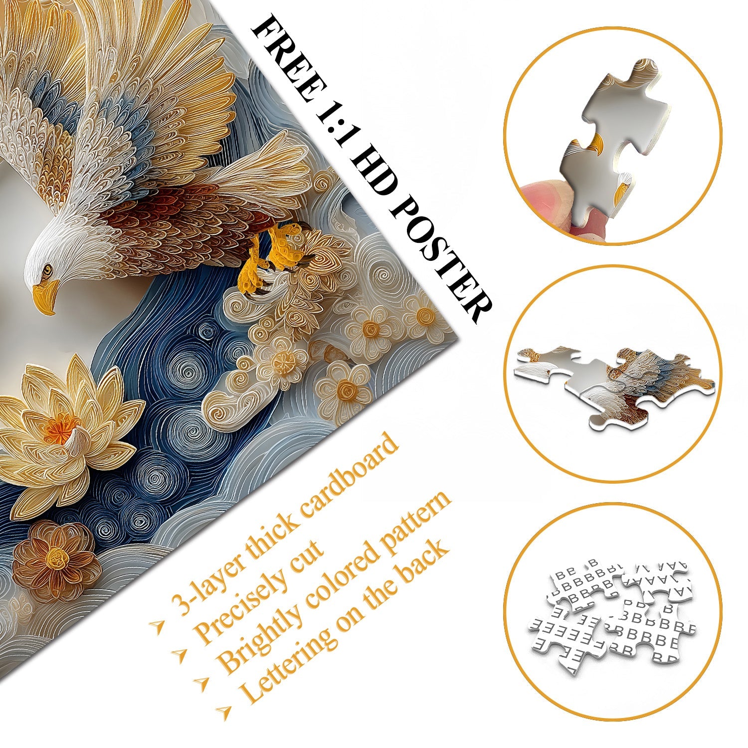 Quilled Twin Eagles Jigsaw Puzzle 1000 Pieces