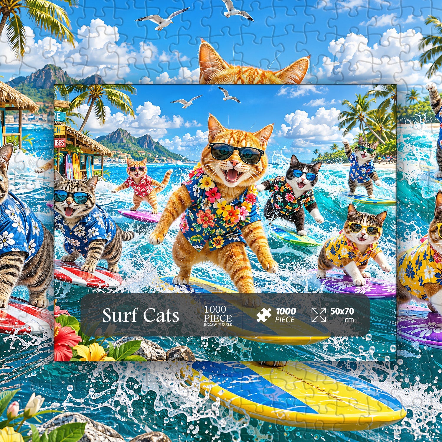 Surf Cats Jigsaw Puzzle 1000 Piece