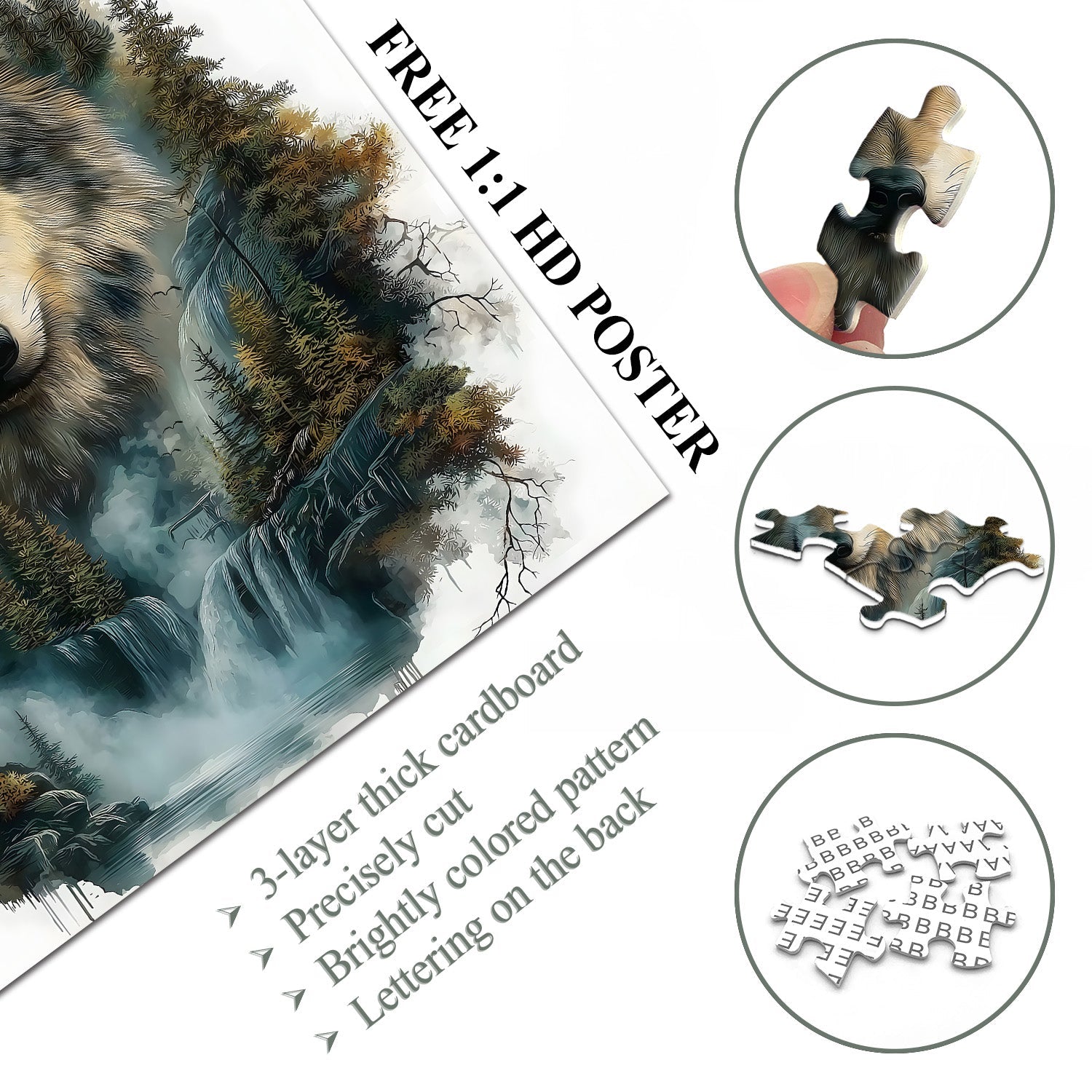 Wolf at the Waterfall Jigsaw Puzzle 1000 Pieces