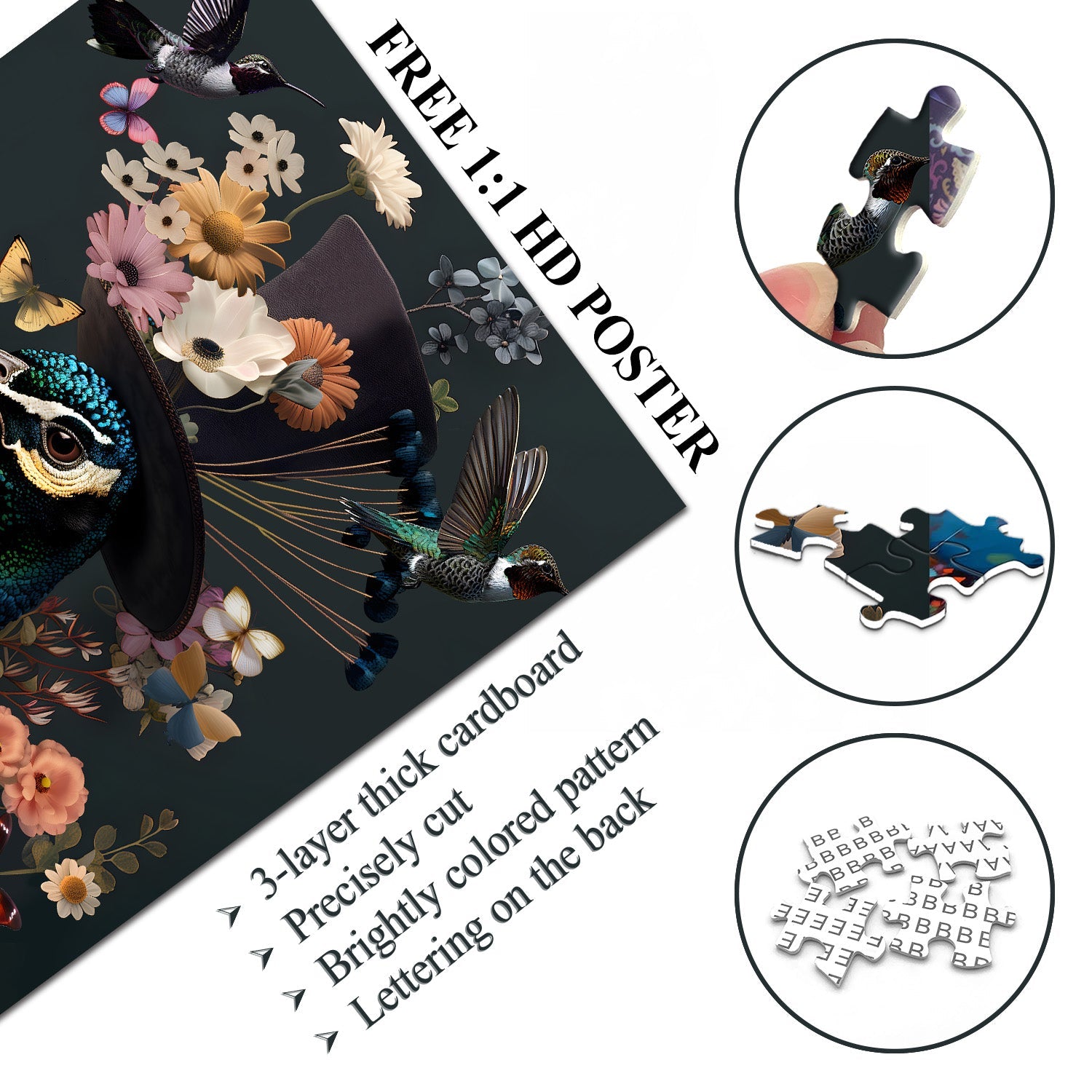 Floral Peacock Jigsaw Puzzle 1000 Piece