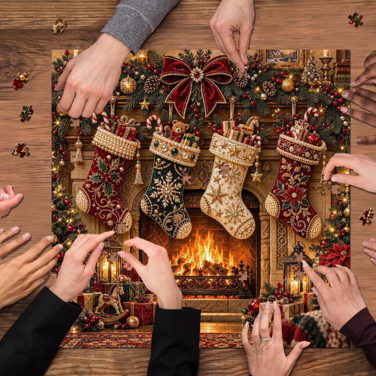 Warm Christmas Fireplace Jigsaw Puzzle 1000 Pieces