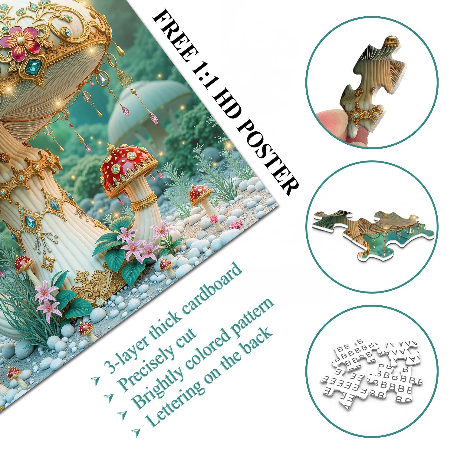 Gilded Mushroom Wonderland Jigsaw Puzzle 1000 Pieces