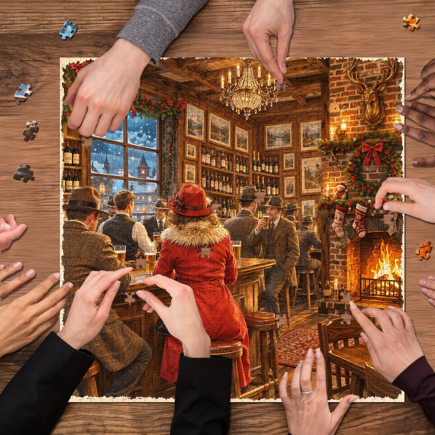 Vintage Christmas Tavern  Jigsaw  Puzzle 1000 Piece