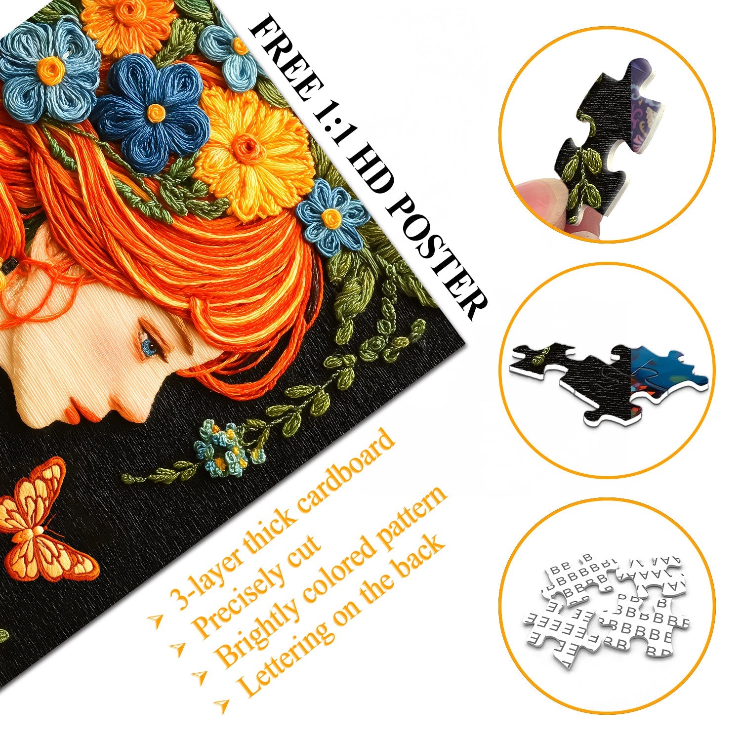 Embroidery Floral Muse Jigsaw Puzzle 1000 Pieces