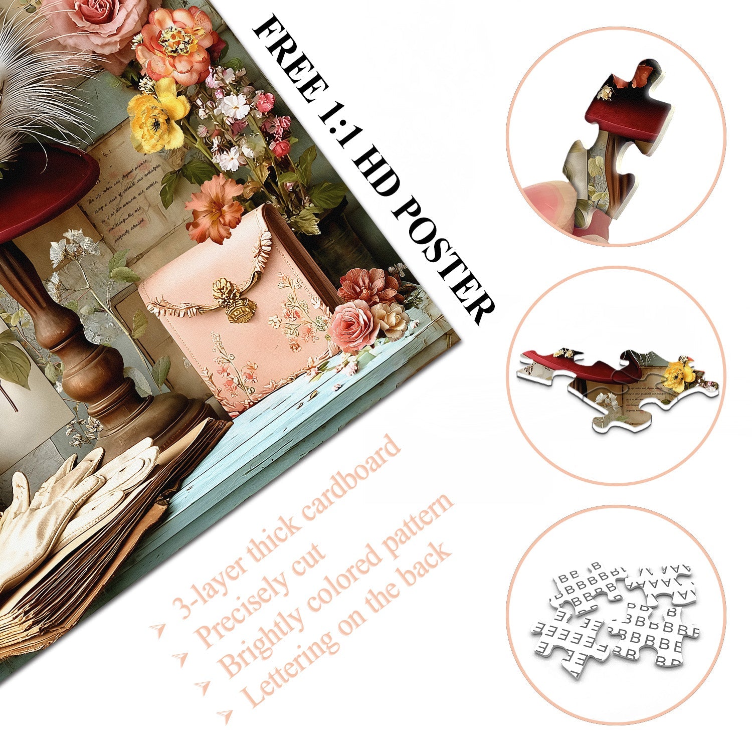 Vintage Floral Hat Jigsaw Puzzle 1000 Pieces