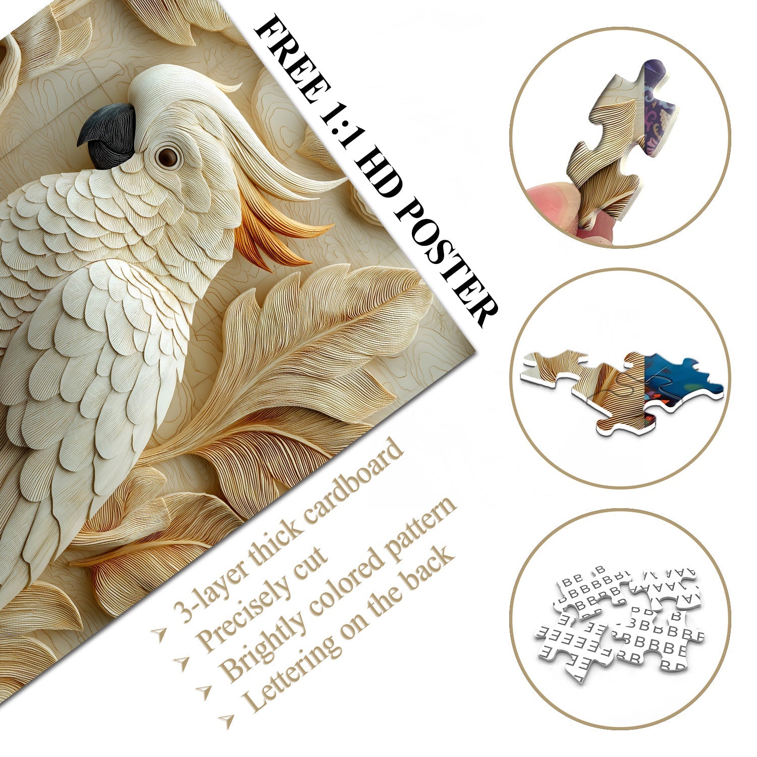 Wood Carving Parrot Jigsaw Puzzle 1000 Pieces