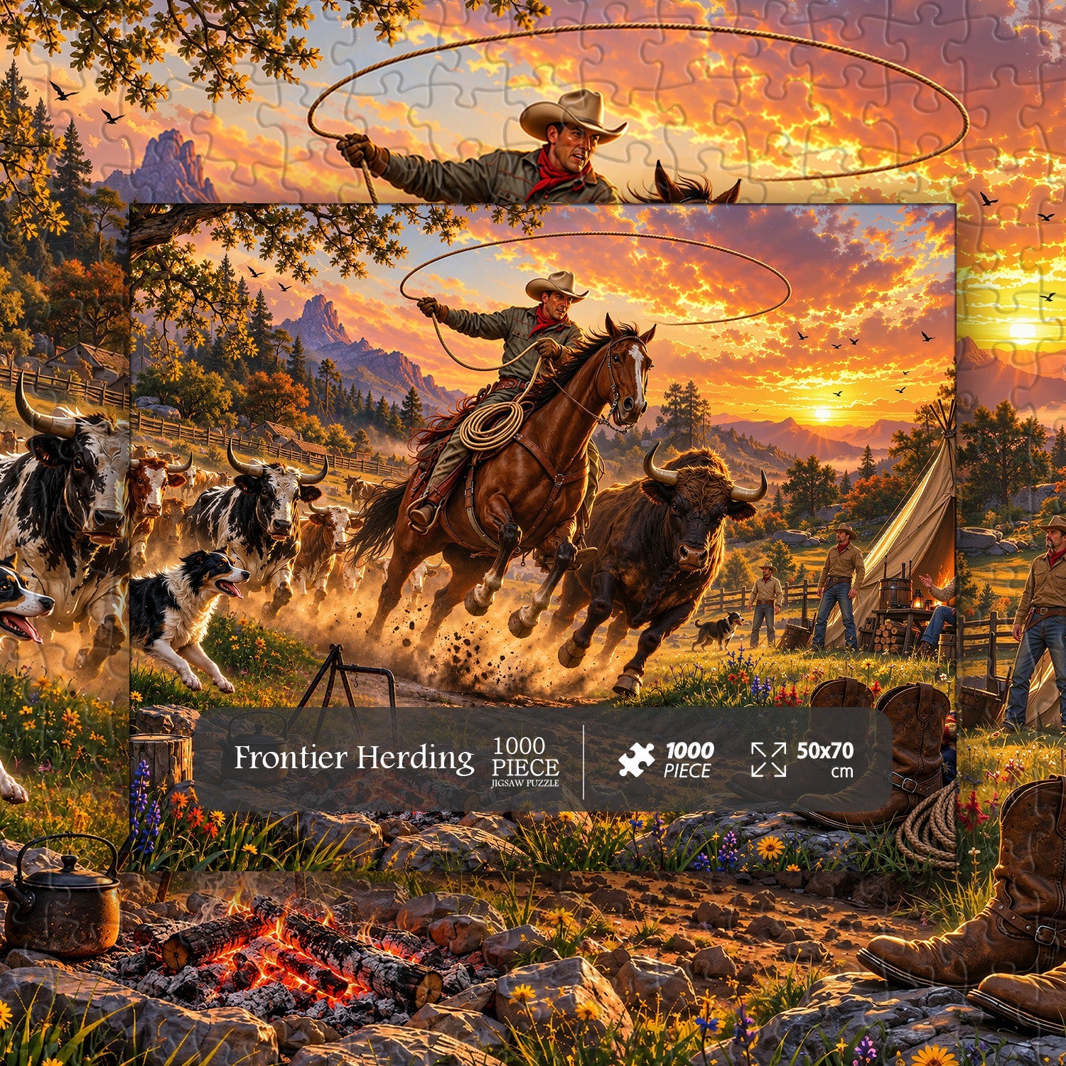 Frontier Herding Jigsaw Puzzle 1000 Piece