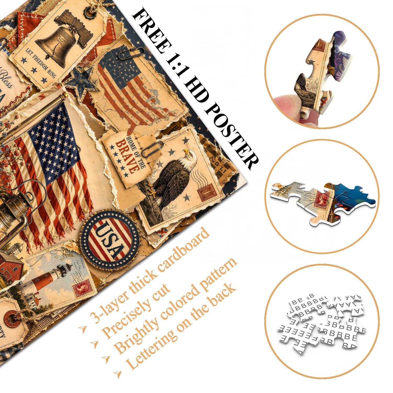 Vintage Americana Collage Jigsaw Puzzle 1000 Pieces
