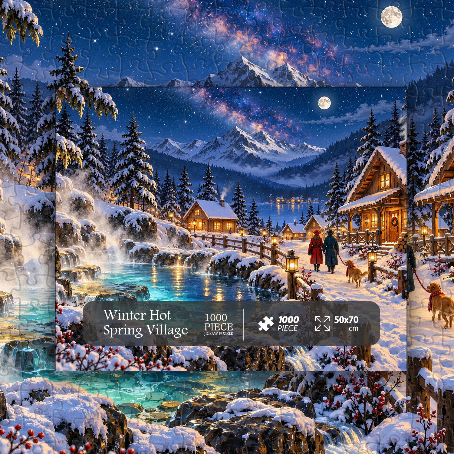 Winter Hot Spring Village Jigsaw Puzzle 1000 Pieces