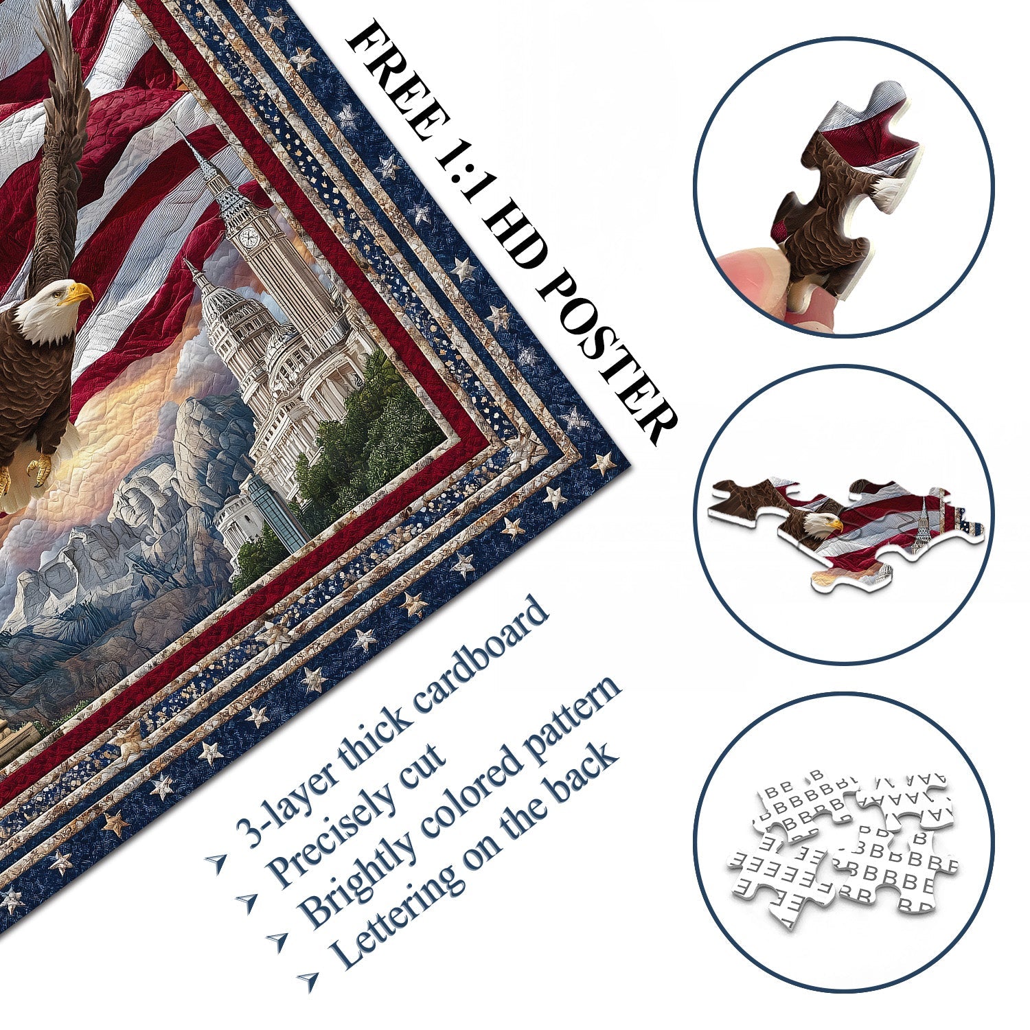Puzzle de 1000 pièces : Aigle au-dessus de la Statue de la Liberté