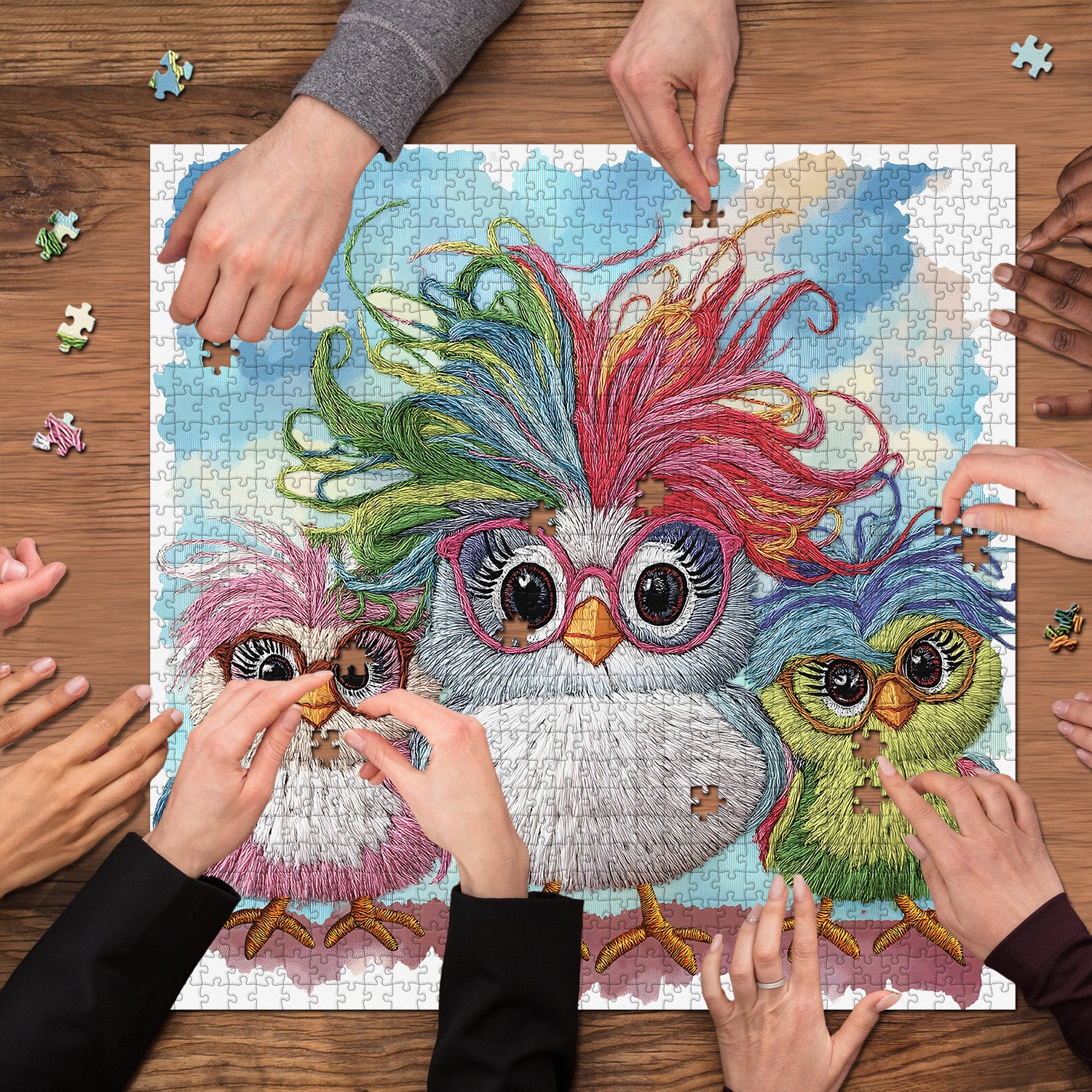 Colorful Funny Chicks Jigsaw Puzzle 1000 Piece