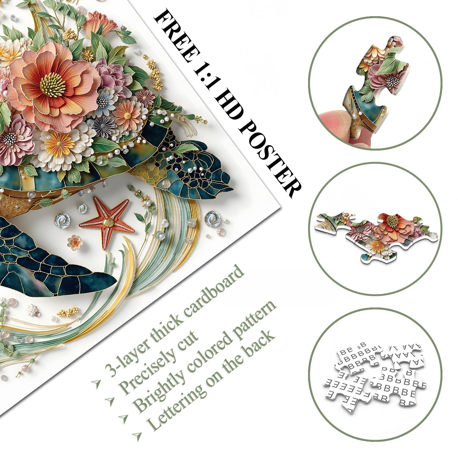 Blooming Turtle Jigsaw Puzzle 1000 Pieces