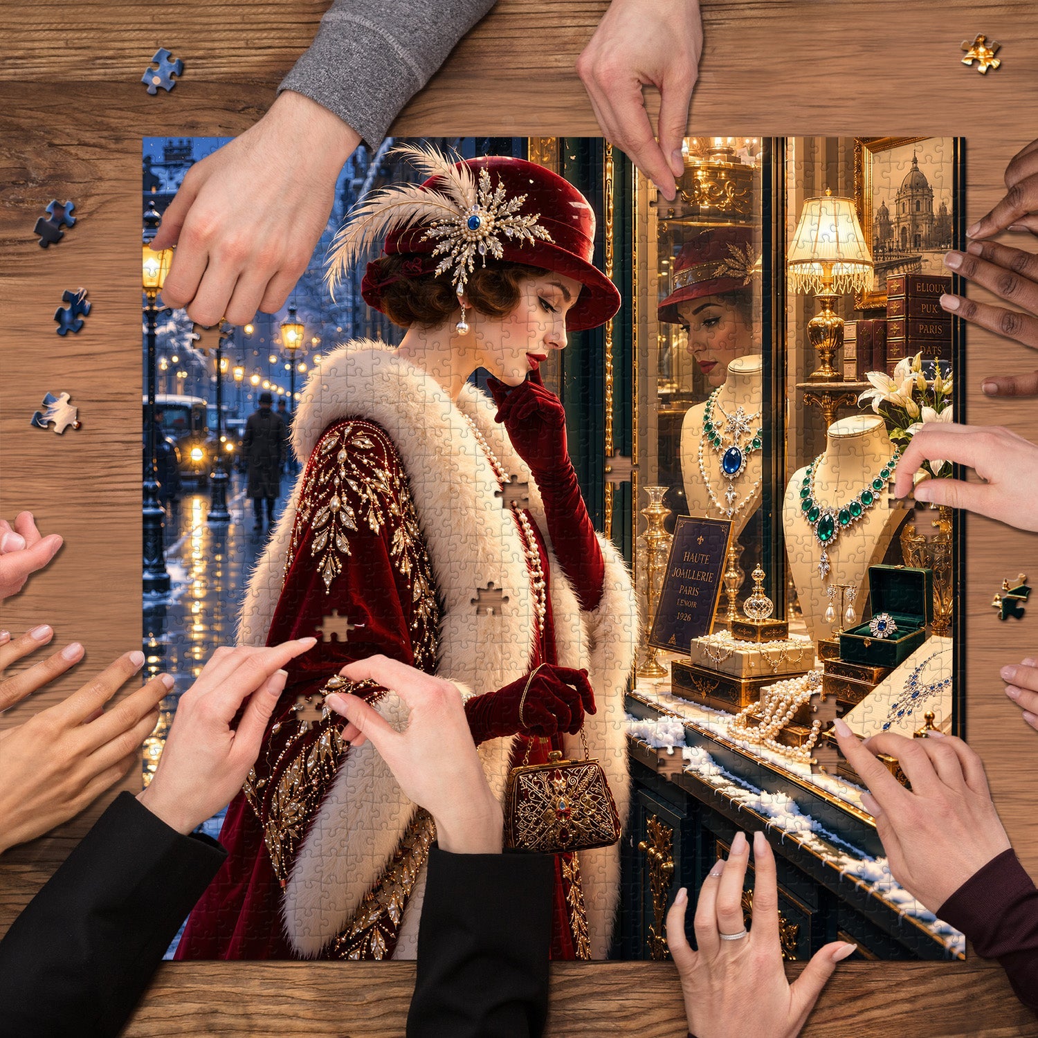 Snowy Night Jewelry Street Jigsaw Puzzle 1000 Pieces
