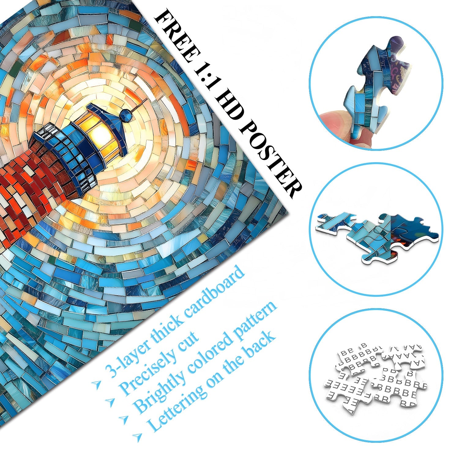 Mosaic Lighthouse Jigsaw Puzzle 1000 Pieces