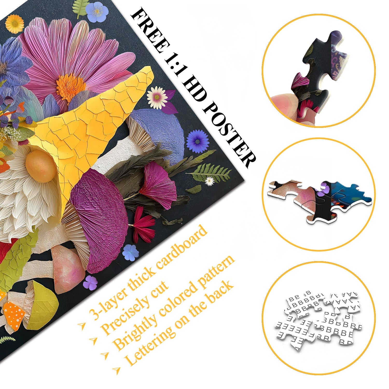 Puzzle de 1000 pièces Fleurs et nain de jardin