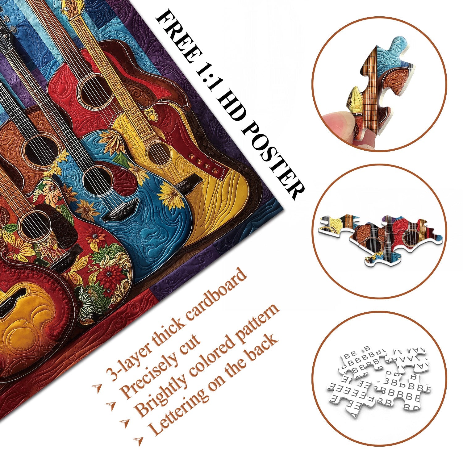 Fabric Guitar Jigsaw Puzzles 1000 Pieces