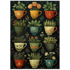 Puzzle 1000 Pièces — Tasses Remplies de Plantes
