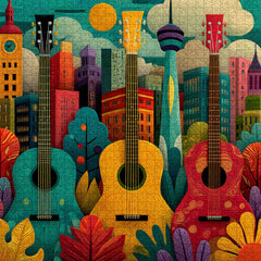 Guitar & City Jigsaw Puzzle 1000 Pieces