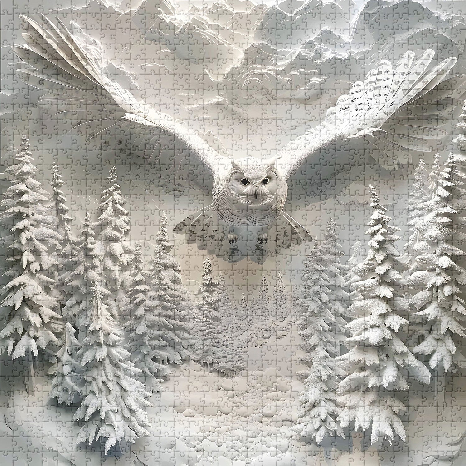 Owl In Snow Jigsaw Puzzle 1000 Pieces
