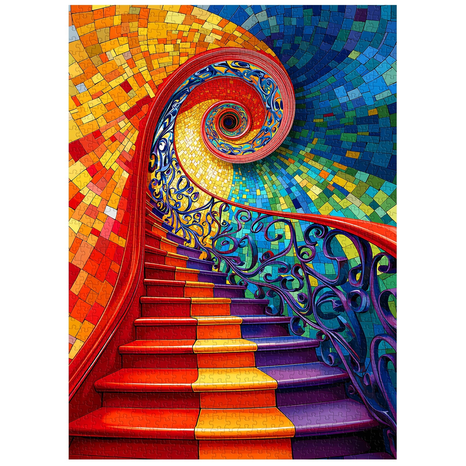 Rainbow Spiral Stairs Jigsaw Puzzle 1000 Piece