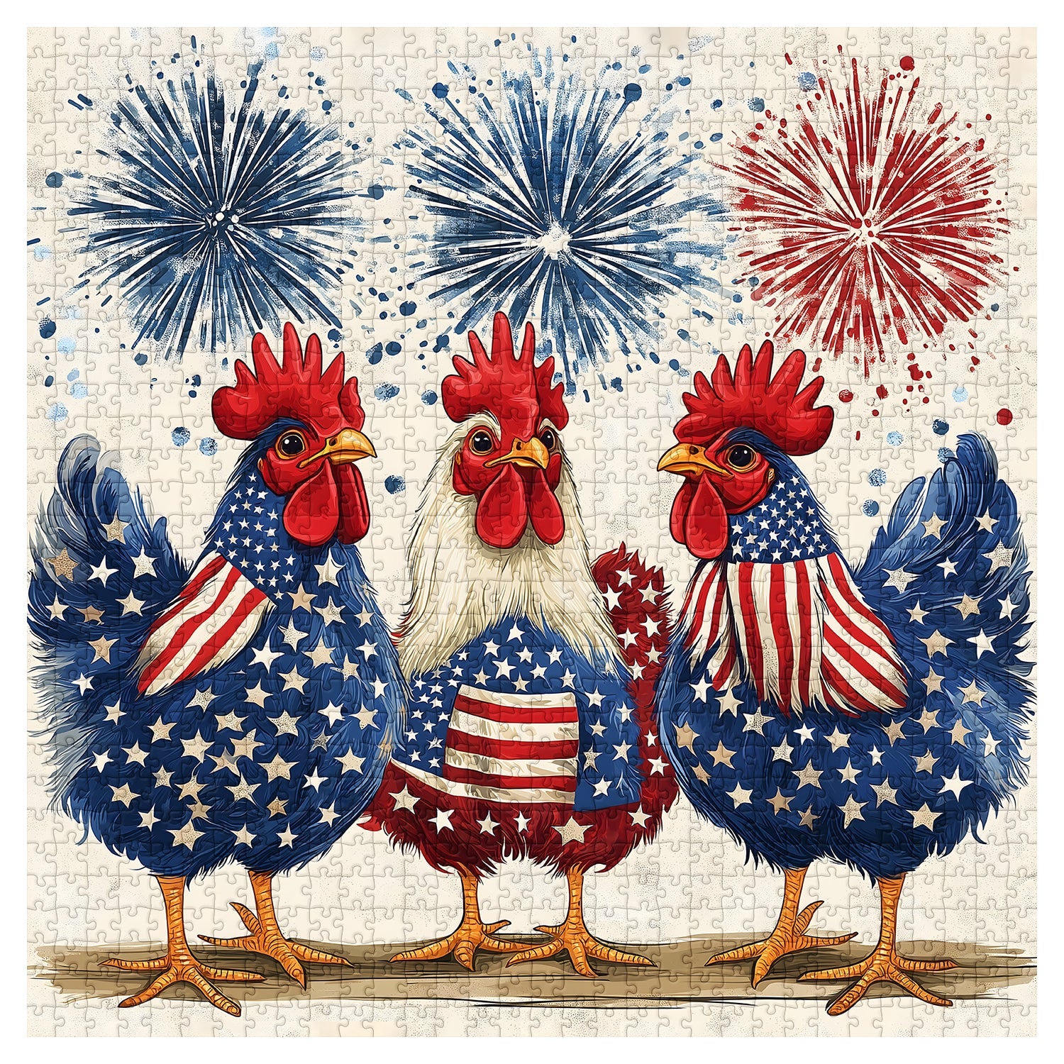 Patriotic Roosters Jigsaw Puzzle 1000 Pieces